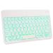 TECPHILE Ergonomic White and Green Bluetooth, Wireless Keyboard with Backlit - 24 x 15 x 0.5 cm