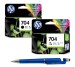 HP 704 Original Ink Cartridge (Black & Colour) (Set of 2) With ITGLOBAL 3in1 Multi-Function Pen