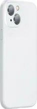 Baseus White Silicon Mobile Back Cover for iPhone 13 Liquid Gel Case Soft Flexible Rubber Cover