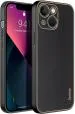 Speeqo Artificial Leather,Silicon Gold,Black Back Cover For Apple Iphone 13