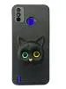 Fastship Colour Eye Cat soft Kitty Case Back Cover for Tecno Spark 6 Go | Faux Leather Finish 3D Pattern Cat EYES Case Back Cover Case for Tecno KE5K / Spark 6Go - Black