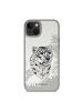 TREEMODA Santa Barbara Embroidered Snow Leopard Series Leather White Back Case Compatible for iPhone 15 Plus.