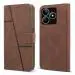 Champion Cover Case for Realme C51 (Stitched Leather Finish | Magnetic Closure | Inner TPU | Foldable Stand | Wallet Card Slots | ( Brown )