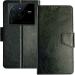 Juberous Faux Leather Case Flip Cover for Vivo X80 Pro 5G with Foldable Stand & Cards Slots - Black