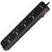 Artis AR-4SS-CB 4 Universal Sockets with Single Switch Surge Protector & Child Safe Shutter Protection Black