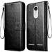 Tingtong Vintage Leather Finish Flip Cover for Lenovo K6 Power | Inside Pockets & Inbuilt Stand | Wallet Style Back Case | Magnet Closure (Black)