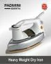 PADMINI Essentia Heavy Weight,1000-Watt Dry Iron with Power Indicator, Non stick coated sole plate & Adjustable thermostat control (White And Silver) 1000 Watts (DI-103)