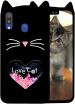 MONKISH Redmi Note 6 Pro Black Silicone 3D Heart Design Love Cat Back Case Cover|Mobile Cover|Mobile case|Flip cover