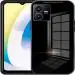 RUPELIK (Glass Back Vivo Y22 Black) Luxurious Toughened Glass Back Case with Shockproof TPU Bumper Case Cover for Vivo Y22 / Y22s (Black)