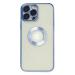 HILLS & MILES Metal Plating Lens Protection Chrome ,Silicon Magnetic Wireless Charging Phone Transparent Case Soft Shockproof Ring Logo Cut Back Cover-Crystal Clear( For Apple iPhone 12Pro-Blue)