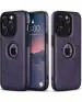 SOFTY SCOTT SERIES LEATHER BACK COVER FOR IPHONE 14 PRO - DEEP PURPLE