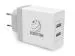 GeekTitan Dual Port 2.4A x 2, 24W Turbo Wall Charger with SmartIQ (USB Mobile Charger) - White