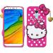 Clickaway Hello Kitty Case for Xiaomi Redmi 5 3D Soft Cute Cover for Girls/Women Silicone Rubber Back Cover With Pendant-Baby Pink/Pink