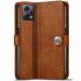 Fastship Mi REDMI Note 12Pro Plus 5G Flip Cover | Full Body Protection | Inside Pockets & Stand | Wallet Button Magnetic Closure Book Cover Leather Flip Case for REDMI Note 12 Pro+ 5G - Brown