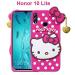 UNILORD Honor 10 Lite Pink Rubber Screen Protector 3D Cute Hello Kitty Back Case Cover