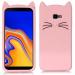 Indiacase Samsung Galaxy J4 Plus Pink Slim Silicone, Rubber Cat Design, Wireless Charging Compatible Cases & Covers, Display Size-12 mm, 14 x 7 x 5 mm
