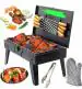GLOWLIGHT UNIVERSAL Foldable Non-Electric Charcoal BBQ Barbecue Grill for Home (Carbon Steel, Black)