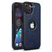 Mamani iPhone 13 Mini Blue Leather Shock Absorbent Hand Stitched Thin Back Cover 7.5 x 1 x 16 cm