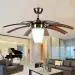 Hans Lighting 8 Blades fan with LED Light & Remote Luxury Chandelier, Metallic Brown