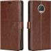 Slugabed Flip Cover Back Case for Motorola Moto G5s Plus | Leather Finish | Inbuilt Stand & Pockets | Wallet Style Flip Back Case Cover for Motorola Moto G5s Plus (Brown)