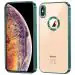 Monkish iPhone XS Max New CD Chrome Back Cover with Ring Logo Cut Pattern Electroplating Logo View Cover Compatible with Apple iPhone XS Max (Green)
