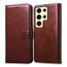Casotec Flip Cover Back Case for Samsung Galaxy S24 Ultra 5G | Premium Leather Finish | Inbuilt Pockets & Stand | Flip Cover Back Case for Samsung Galaxy S24 Ultra 5G (Brown)