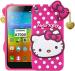 UNILORD Lenovo A7000 Pink Rubber Screen Protector 3D Cute Hello Kitty Back Case Cover