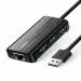 UGREEN 20265 4 In 1, 3 Port USB 3.0 Hub With Gigabit Ethernet Adapter(Black)