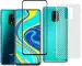 eZell (2N1) Combo Pack 3D Carbon Fiber Ultra-Thin, Clear Full Glue Tempered and Back Cover Glass Back Screen Protector by Tel, for Redmi Note 9 Pro , Black