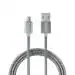ODIO OCM09 Micro USB Premium Nylon Braided 1M 2.4A Fast Charging & Sync Cable (Grey Nylon Braided)