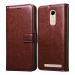 Casotec Premium Leather Kickstand Wallet Flip Case Cover with Magnetic Closure for Micromax Canvas Evok Power Q4260 - Brown