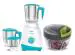 Havells Aspro 500 Watts Mixer Grinder with 3 Stainless Steel Jar with Havells Handy Mini Chopper with 3 Blades (Grey) Combo Pack | Color - White-Light Blue