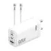 Foxin 95W GaN Fast Charging Triple Port Adapter | SuperVOOC | Dual PD Type-C & USB-A QC | for iPhone 14/14 Plus/14 Pro/14 Pro Max, MacBook Pro, Samsung PPS Devices & All USB Mobile Devices | Includes E-marker Chip 2 Mtr.100W Cable | White (FPA -650 )