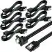 Storite 5-Pack 40cm SATA 3 6.0 Gbps Data Cable with Locking Latch for HDD & SSD (Black - 90 Degree Right Angle to Straight)