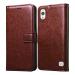 Casotec Premium Leather Kickstand Wallet Flip Case Cover with Magnetic Closure for InFocus M370i - Brown
