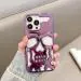 Rakulo Skull Metallic Back case Cover Hard PC Shookproof Designer Stylish Cover for iPhone 13 Pro Max (Purple)