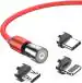 GUG Red 540 Degree 3In1 Magnetic Usb Fast Charging Cable 1 M Magnetic Charging Cable For All Vivo, Oppo, Samsung, Gionee, Mi, Vivo, One Plus And Boat