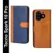 Knotyy Tecno Spark 10 Pro Blue and Brown Faux Leather Back Cover Flip Cover (Pack of 1)