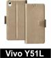Sbms Vivo Y51L Gold Artificial Leather Shock Proof Flip Cover