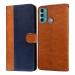 Casotec Premium Leather Kickstand Wallet Flip Case Cover with Magnetic Closure for Motorola Moto G60 / G40 Fusion - Camel and Blue