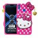 Clickaway Hello Kitty Case for Huawei Honor 8X 3D Soft Cute Cover for Girls/Women Silicone Rubber Back Cover With Pendant-Baby Pink/Pink
