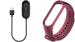 LIDDU Smartband Strap with Charging Cable for Xiaomi Mi 4 Band (Black and Wine Red)