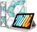 Caseelo Printed Flip Case for iPad 6th 8.3 inch ( Mini 6th Generation 2021 ) Model A2567 A2568 A256 Printed Folio Silicone Smart Cover with Honeycomb Cooling Feature [ Soft Air Bag Corner Protection ] ( Marble Green )
