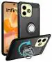 Unistuff Back Case Cover for Infinix Hot 40i with Magnetic Kickstand | Premium Matte Finish | Camera Bump Protection | Rubberized Ring Cover - Night Black, 78510