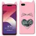 UNILORD Oppo A3S Pink Rubber Love Cat 3D Heart Design Flexible Ear Cat Kitty Girls Back Cover Case