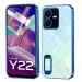 SROCK Vivo Y22, Y22s Electroplated Logo View Back Case Cover | Slim Shockproof |Super Soft TPU | Raised Edges | Anti-Shock | Anti-Yellow Back Case Cover for Vivo Y22, Y22s- Blue