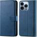 Tingtong Flip Cover Back Case for Apple iPhone 13 Pro Max | Leather Finish | Inbuilt Stand & Pockets | Wallet Style Flip Back Case Cover for Apple iPhone 13 Pro Max (Blue)