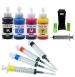 ANG Ink Compatible Dye Ink for HP 803/680/678/818/802/901/703/704/46 Cartridges 4 Refill Ink_with 4 Syringe & Suction Tool Kit Set Black + Tri Color Combo Pack Ink Cartridge