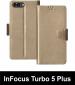 Sbms Infocus Turbo 5 Plus Gold Artificial Leather Shock Proof Flip Cover
