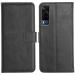 Genron Vivo Y53s Flip Cover Case | Hand Stitched | Shockpooof | Wallet Style Leather Flip Back Cover for Vivo Y53s (Black)